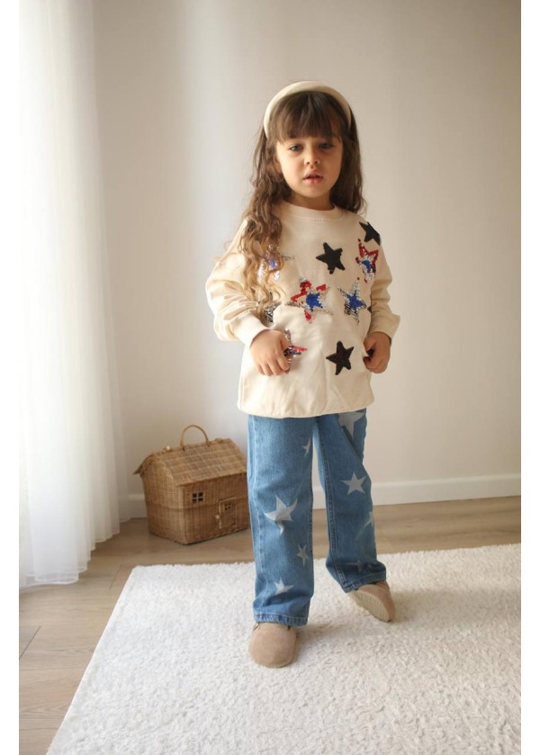 YILDIZ PULLU KIZ ÇOCUK TAKIM