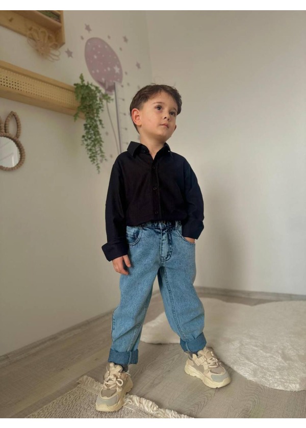 SİYAH GÖMLEK ALT KOT PANTOLON TAKIM