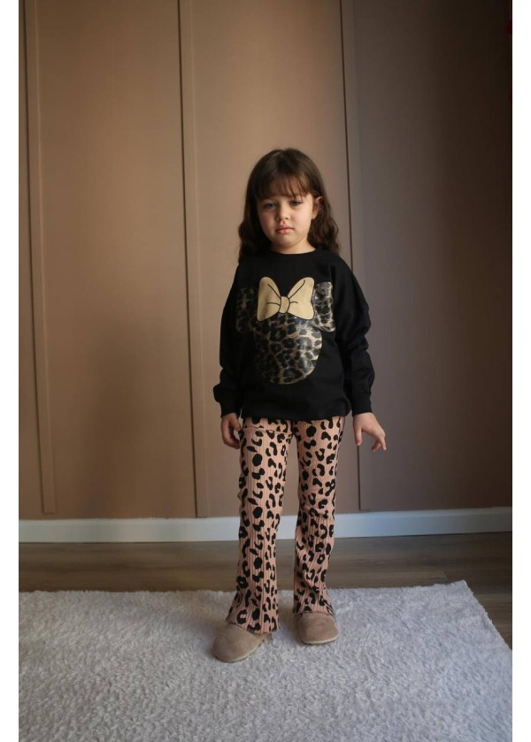 LEOPAR DESENLİ KIZ ÇOCUK TAYTLI TAKIM