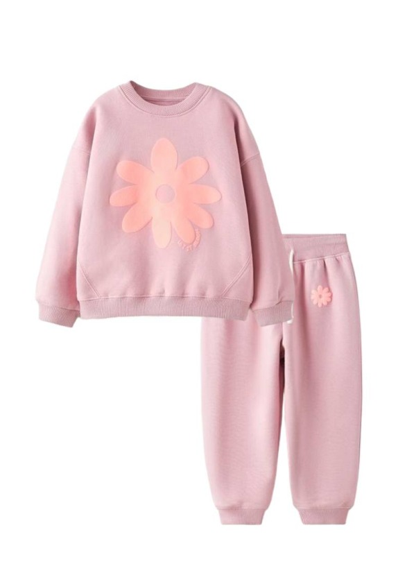 Papatya Kabartmalı Pembe Kız Çocuk 2 li Takım