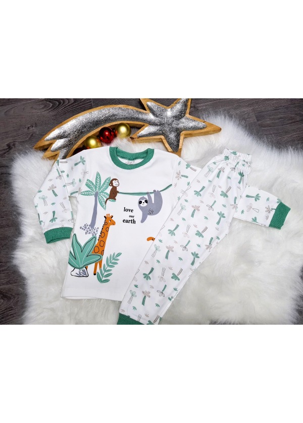 HAYVANLAR ALEMİ YEŞİL RENKLİ PİJAMA TAKIMI