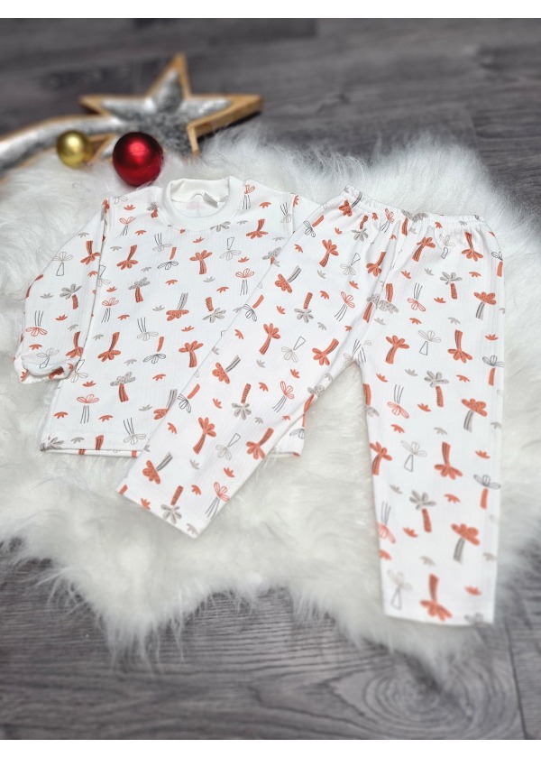 TURUNCU PALMİYE AĞAÇLI PİJAMA TAKIMI