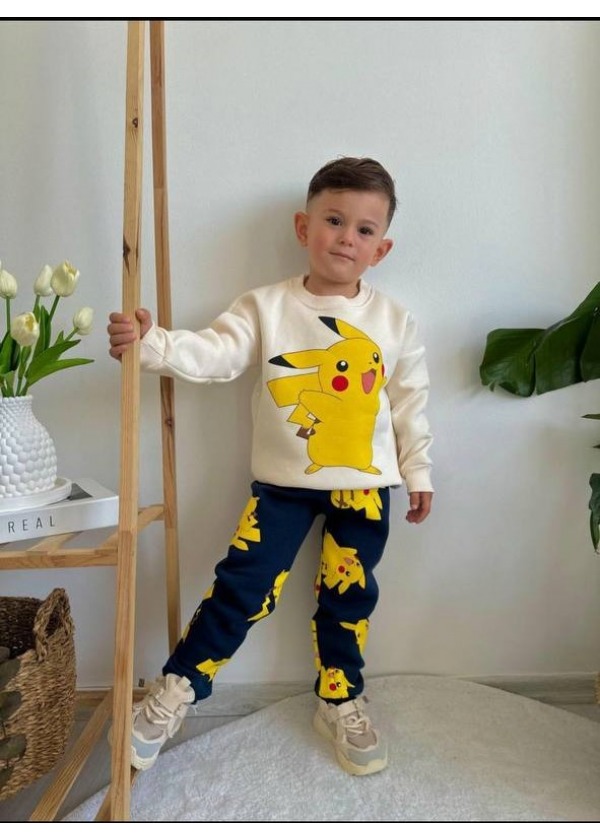POKEMON LACİVERT BEJ ERKEK ÇOCUK ALT ÜST EŞOFMAN TAKIM