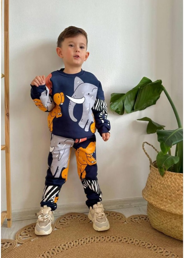 ANIMAL BASKILI 3 İPLİK ERKEK ÇOCUK EŞOFMAN TAKIM 3 İP