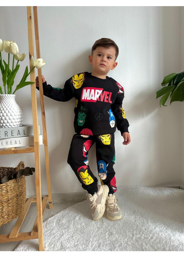 MARVEL SİYAH RENKLİ ERKEK ÇOCUK ALT ÜST EŞOFMAN TAKIM