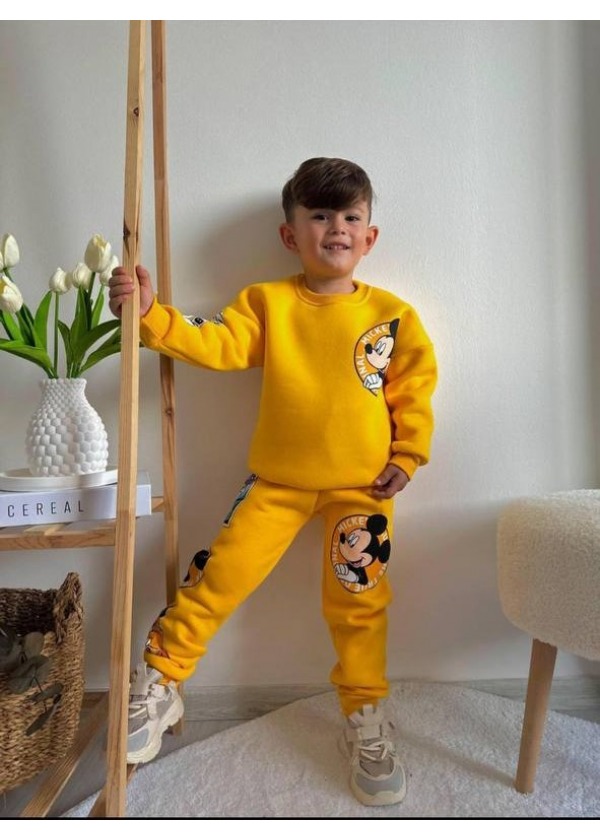 SARI RENKLİ MICKEY DISNEY FİGÜRLÜ ERKEK ÇOCUK ALT ÜST EŞOFMAN TAKIM