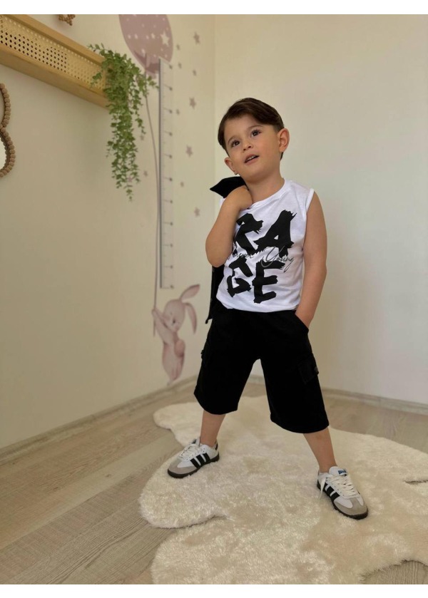 GABARDİN KUMAŞ 3LÜ ERKEK ÇOCUK TAKIM SİYAH