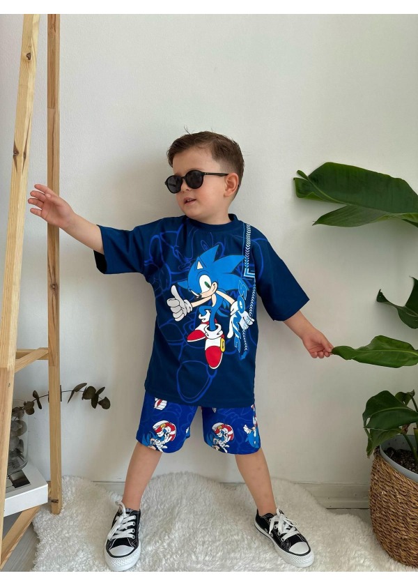 Sonic Baskılı Şortlu Takım