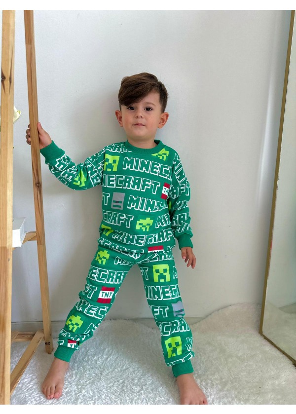 Minecraft Yenı Sezon Orjinal Marka Yeşil Renkli Eşofman Takım 