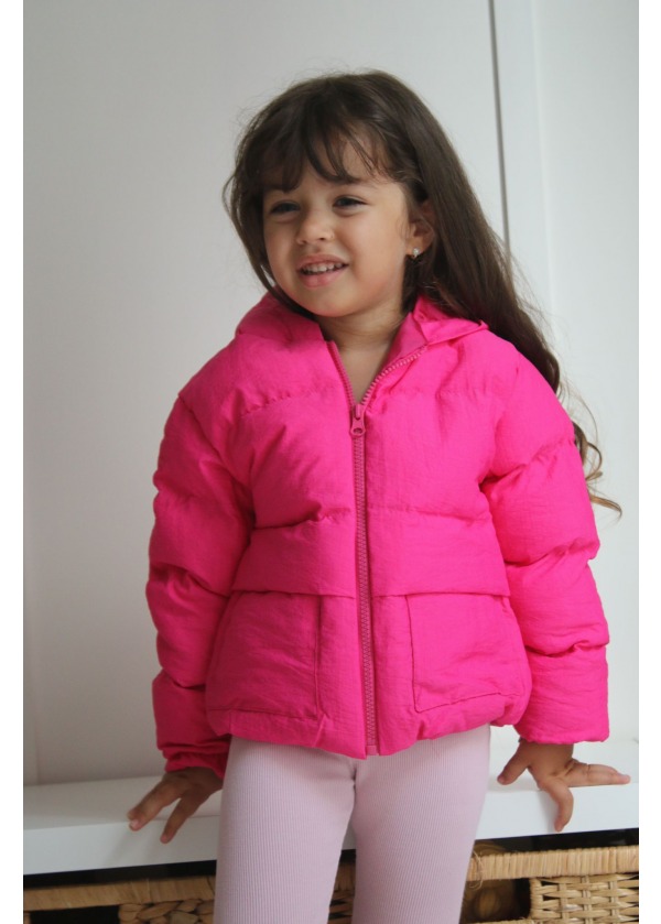 Orjinal Marka Şişme Su Geçirmez Pembe Renkli Kız Çocuk Mont 