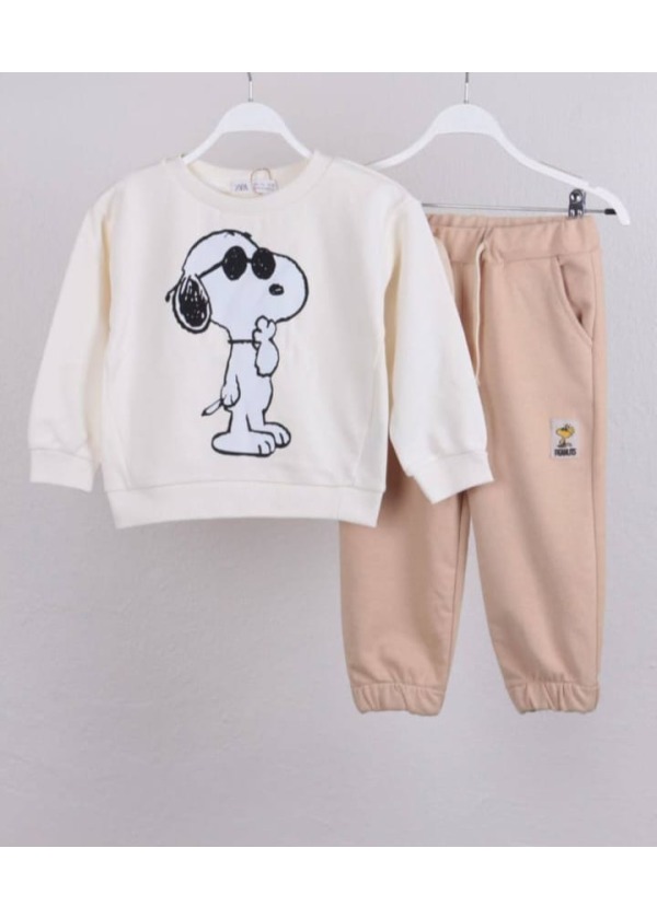 Snoopy Figürlü Kız Erkek Çocuk Pamuklu Takım 